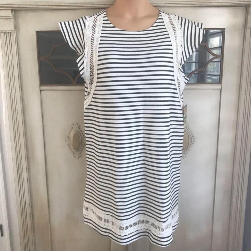 NWT Rachel Roy Womens Jules Striped Cap Sleeves Casual Dress